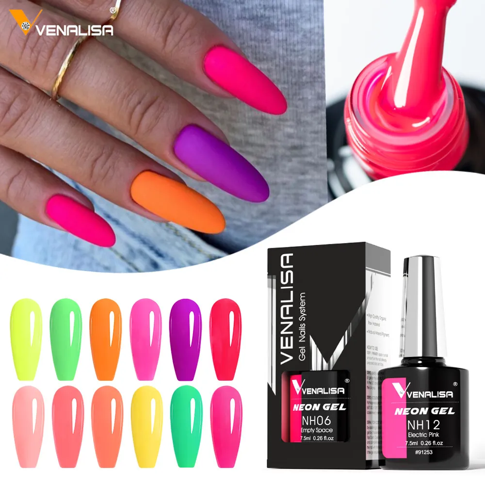 7,5ml Venalisa Nagel-Gel-Lack Ultra Neon Pink Sommerliche Wunderschöne Farbe Abziehbarer UV-LED-Gel-Lack Glitzer-Lack Nagel-Maniküre – Detail 3