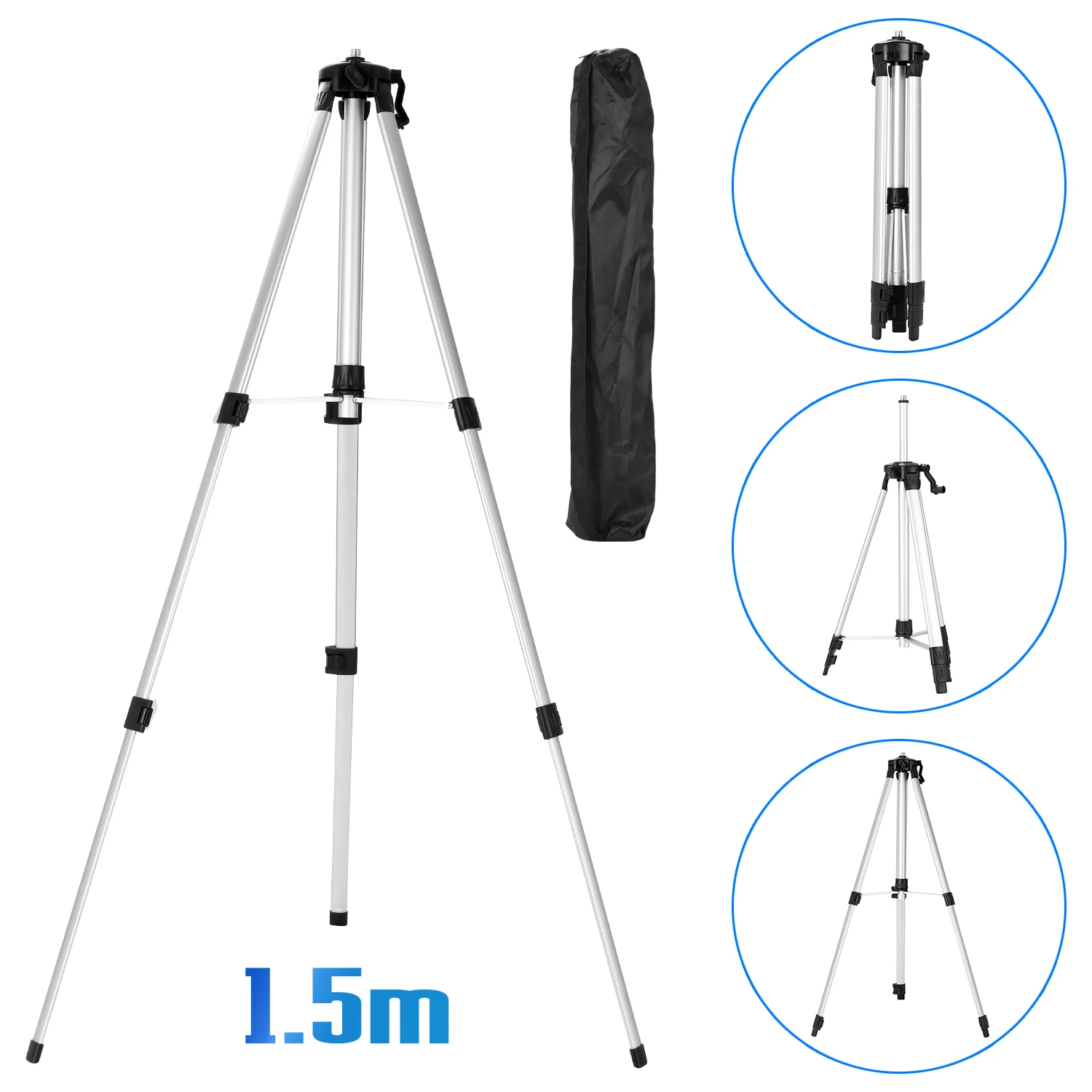 1.5M 3 Heights Adjustable Alloy Extension Bar Tripod Stand For Laser Level with Carrying Bag 3 Heights Adjustable Tripod Stand