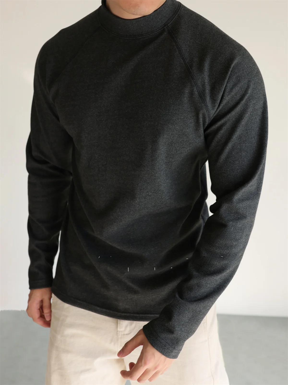 

YUXIAN Winter Double-Sided Velvet Warm Fitn Sport Long Sve T-irt f-High Collar Busin Base Layer Pure Color