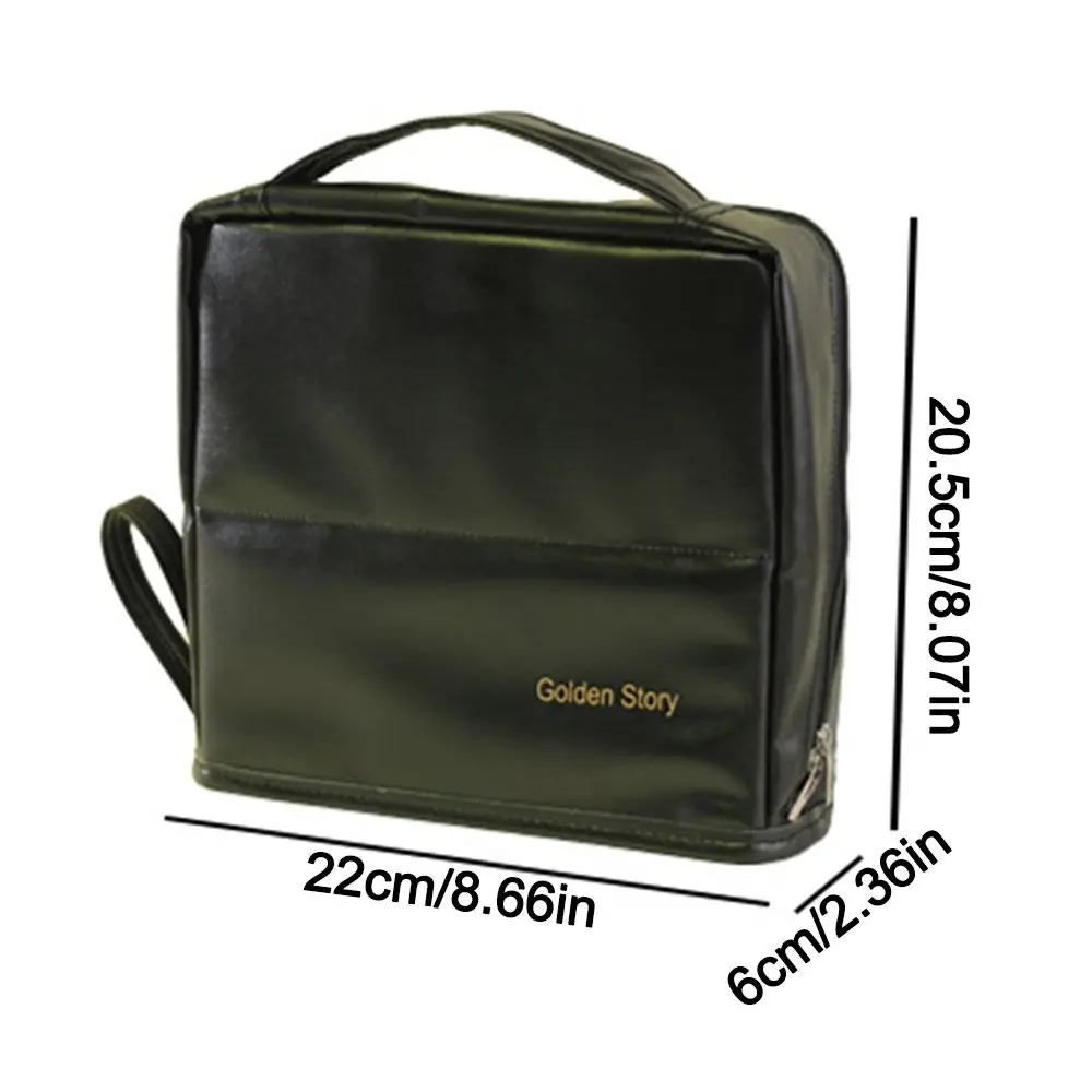 Leather Standing Makeup Bag Waterproof Partitioned Multi-Layer Stationery Organizer Large Capacity With Handle