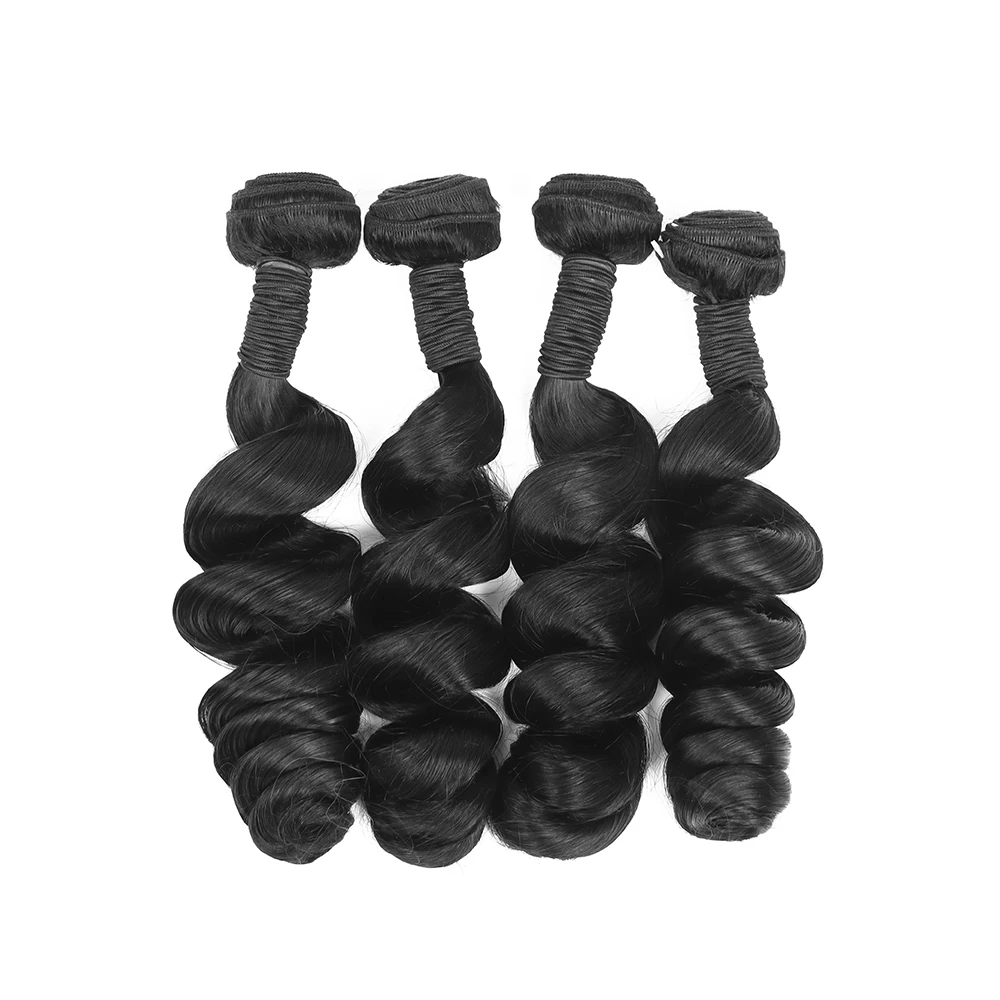 30 32 بوصة 3 4 حزم حزم موجة فضفاضة 100% شعر بشري غير معالج 16A حزم شعر خام ملحقات البرازيلي الطبيعي الأسود