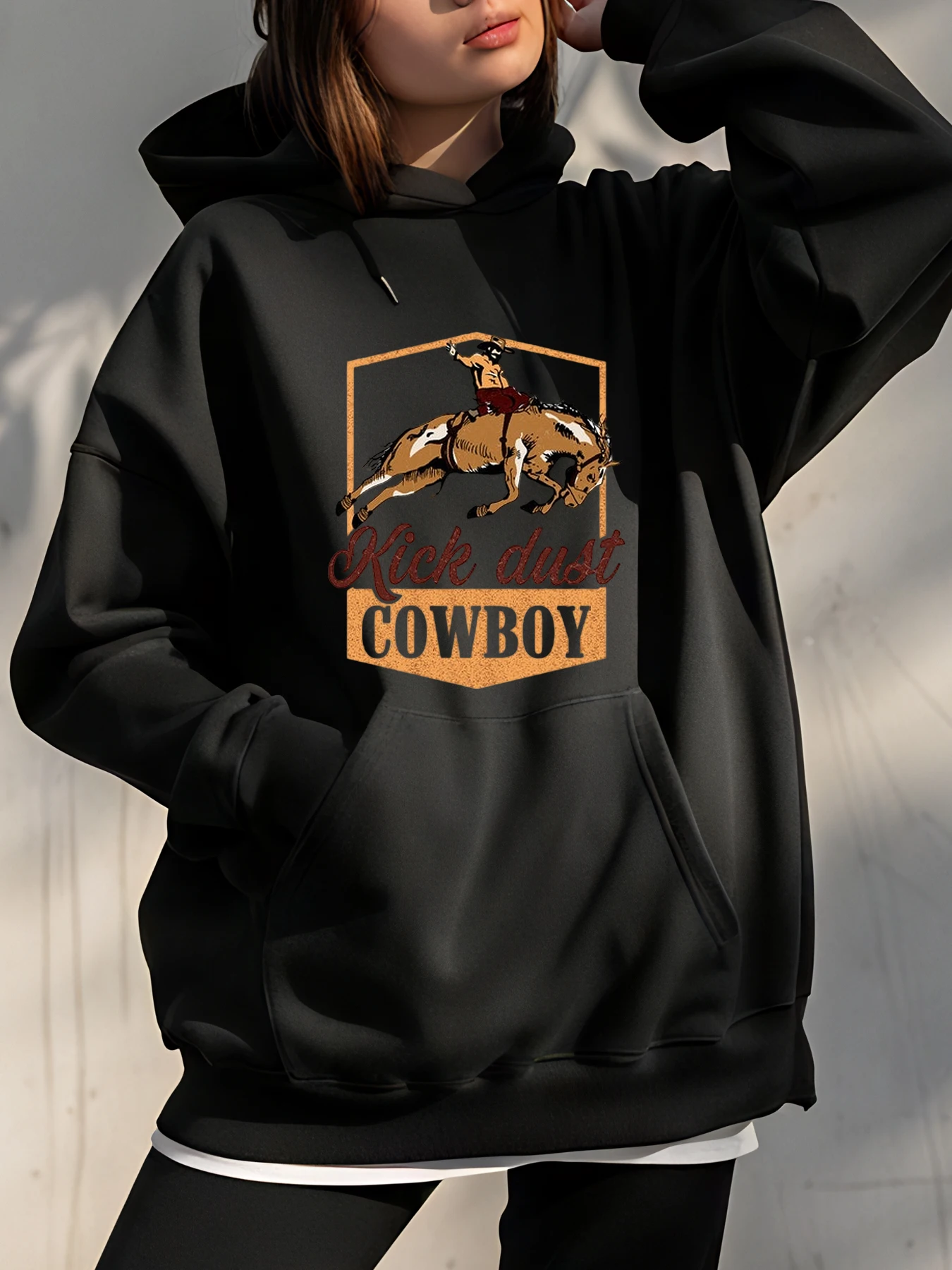 

Ковбойская толстовка с капюшоном Kick Dust Ковбойский принт Толстовка унисекс в западном стиле Уличная одежда для мужчин и женщин