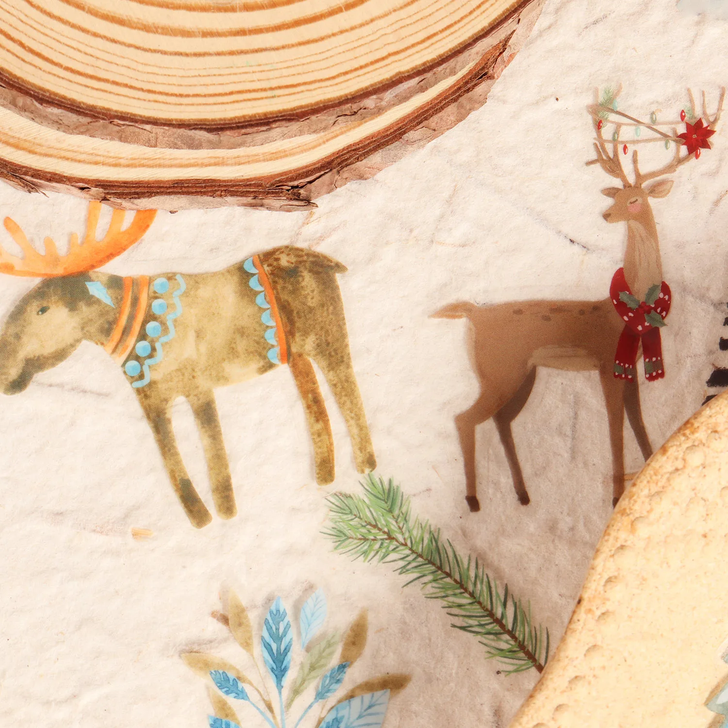 64 قطعة من الورق الفني والحيوانات الأليفة الغابات الغزلان عيد الميلاد ملصق ذاتي اللصق ، لمستلزمات سكرابوكينغ ، زينة هدايا عيد الميلاد #6