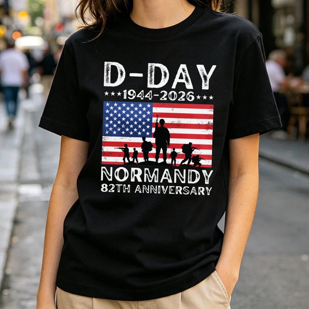 D-Day Shirt 82th Anniversary Normandy 1944-2026 T-Shirt D Day 06 Jun 1944 WW2 Normandy Landings High Quality Cotton Casual Tees view 5