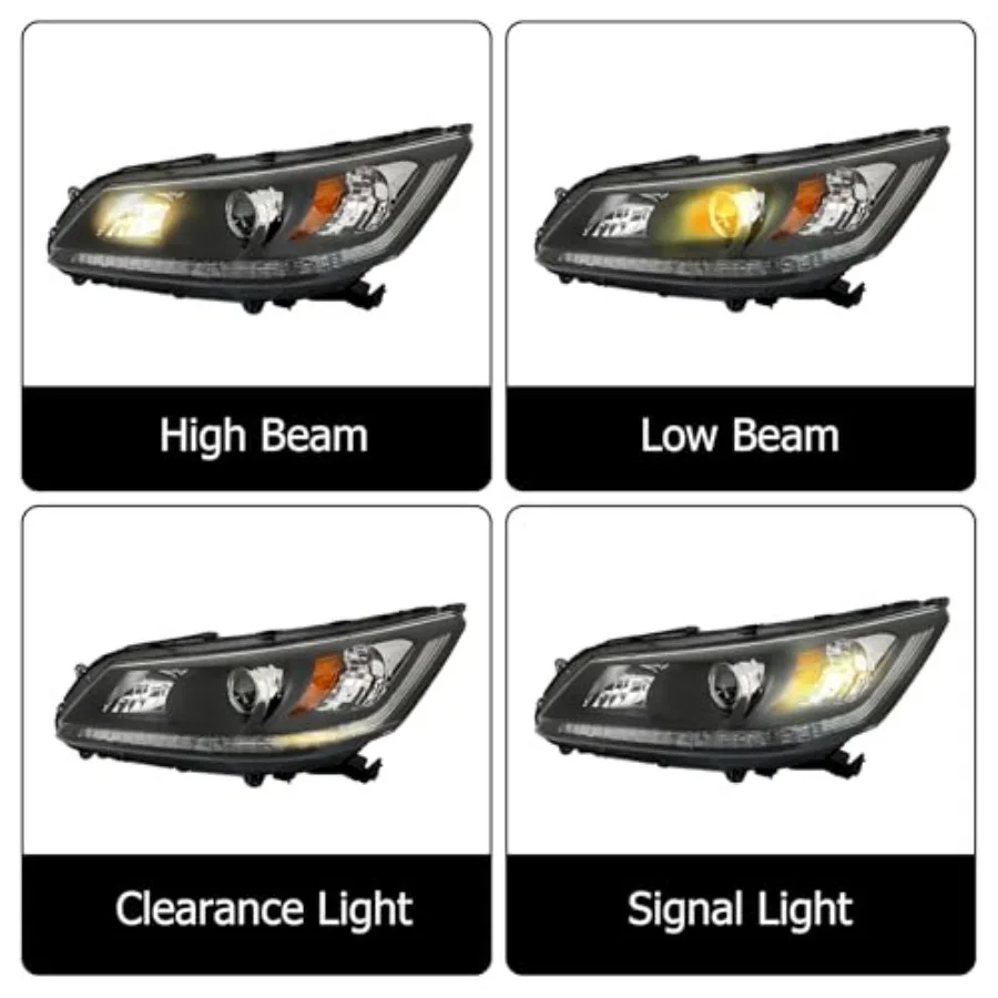 مجموعة مصابيح أمامية بديلة لـ Accord 2013 2014 2015 مجموعة مصابيح أمامية بدون مصابيح أمامية DRL زوج من الجانب الأيسر والأيمن