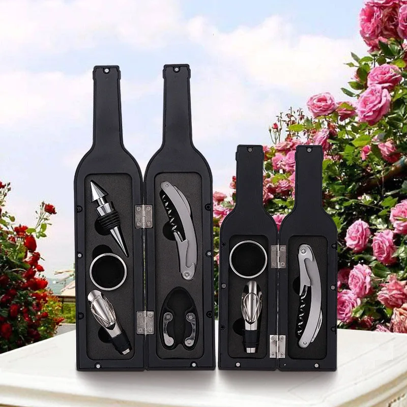 Stainless Steel Black Bottle Opener Set Multipurpose Wine Bottle Corkscrew Opener Set Tool Perfect For Drinking Enthusiasts Gift