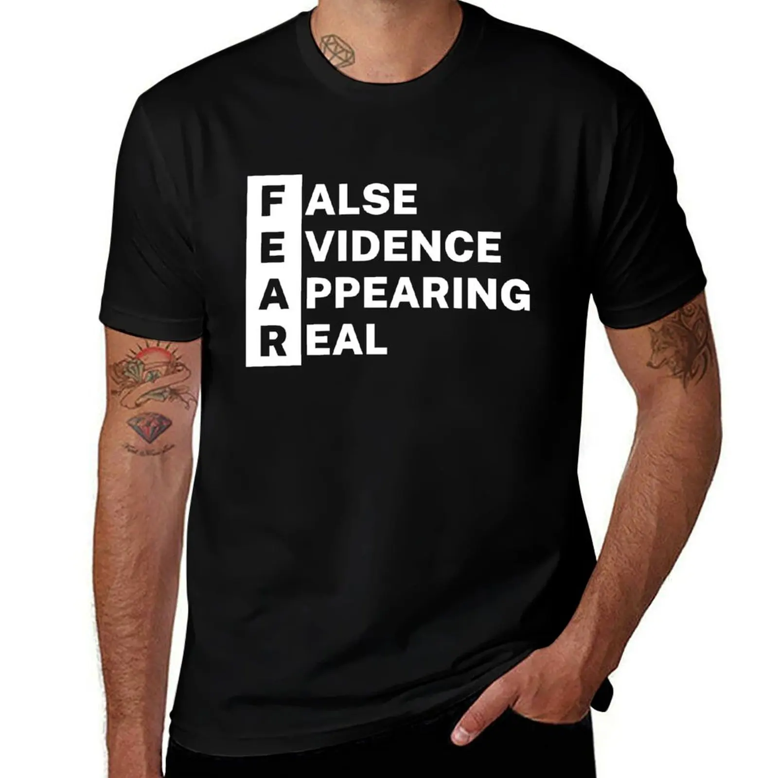 Fear - False, Evidence, Appearing, Real, T-Shirt t shirts for man slim fit T-Shirt