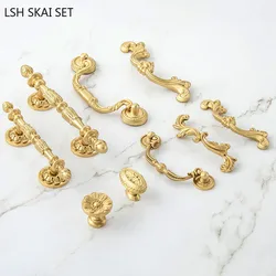 1Pc Light Luxury Brass Handle Wardrobe Drawer Knobs Kitchen Cabinet Vintage Golden Furniture Door Handles Home Hardware
