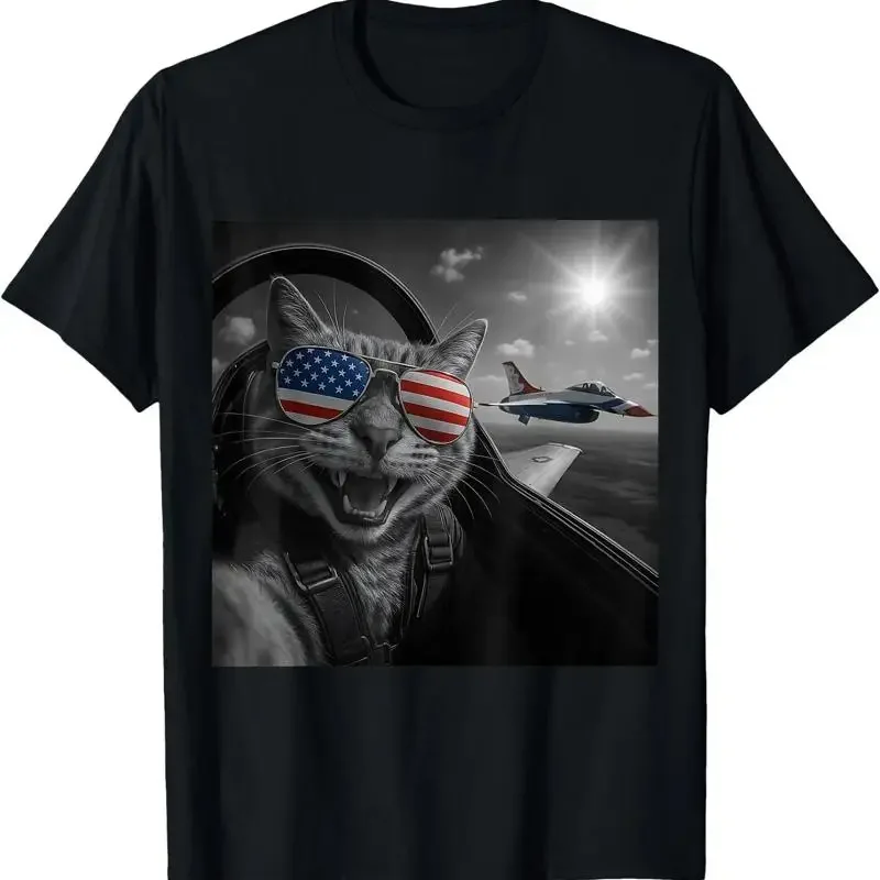 Cat 4Th Of July Selfie Jet Funny S T Shirt