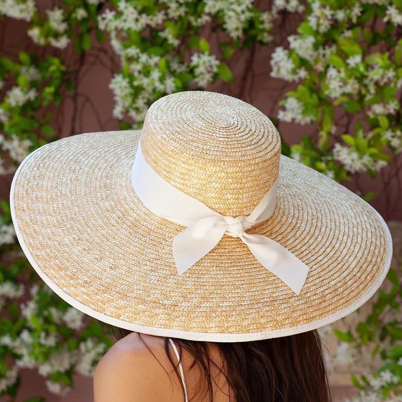 2022 New Bow Wide Brim Beach Hats For Women Fashion Straw Boater Woven Fedora Sun Hats Summer Holiday Panama Sun Hat Derby Hat