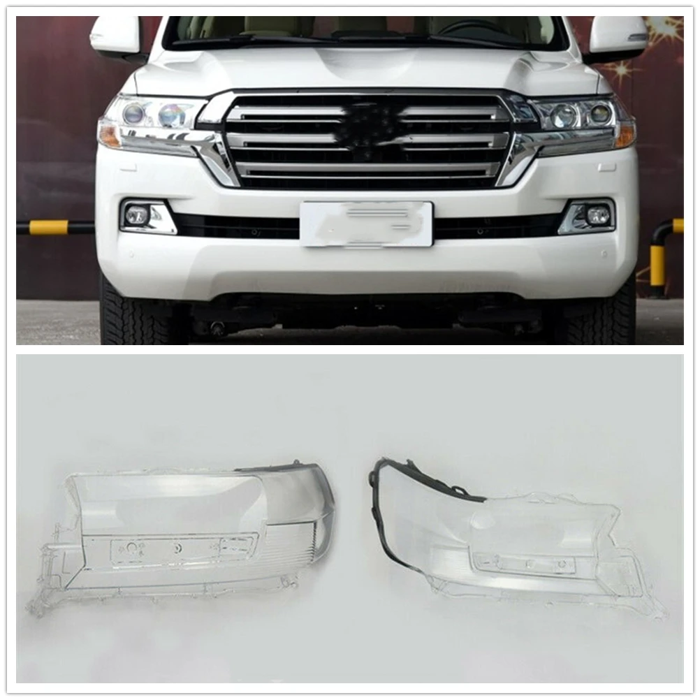 

2PCS Headlight Lens Cover Lampshade Shell Protect Frame Case For Toyota LC200 Land Cruiser 2016-2018