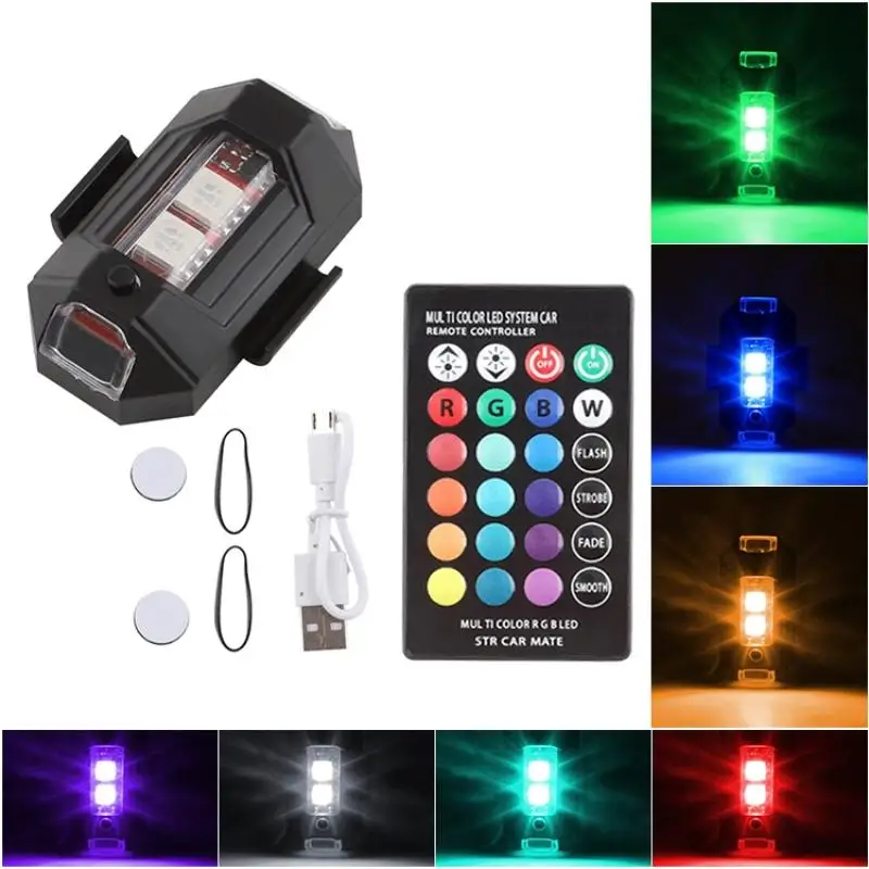 Wireless Remote USB LED Strobe Warning Light 8 Flashing Modes High Visibility for Sedan Pickup Motorcycle