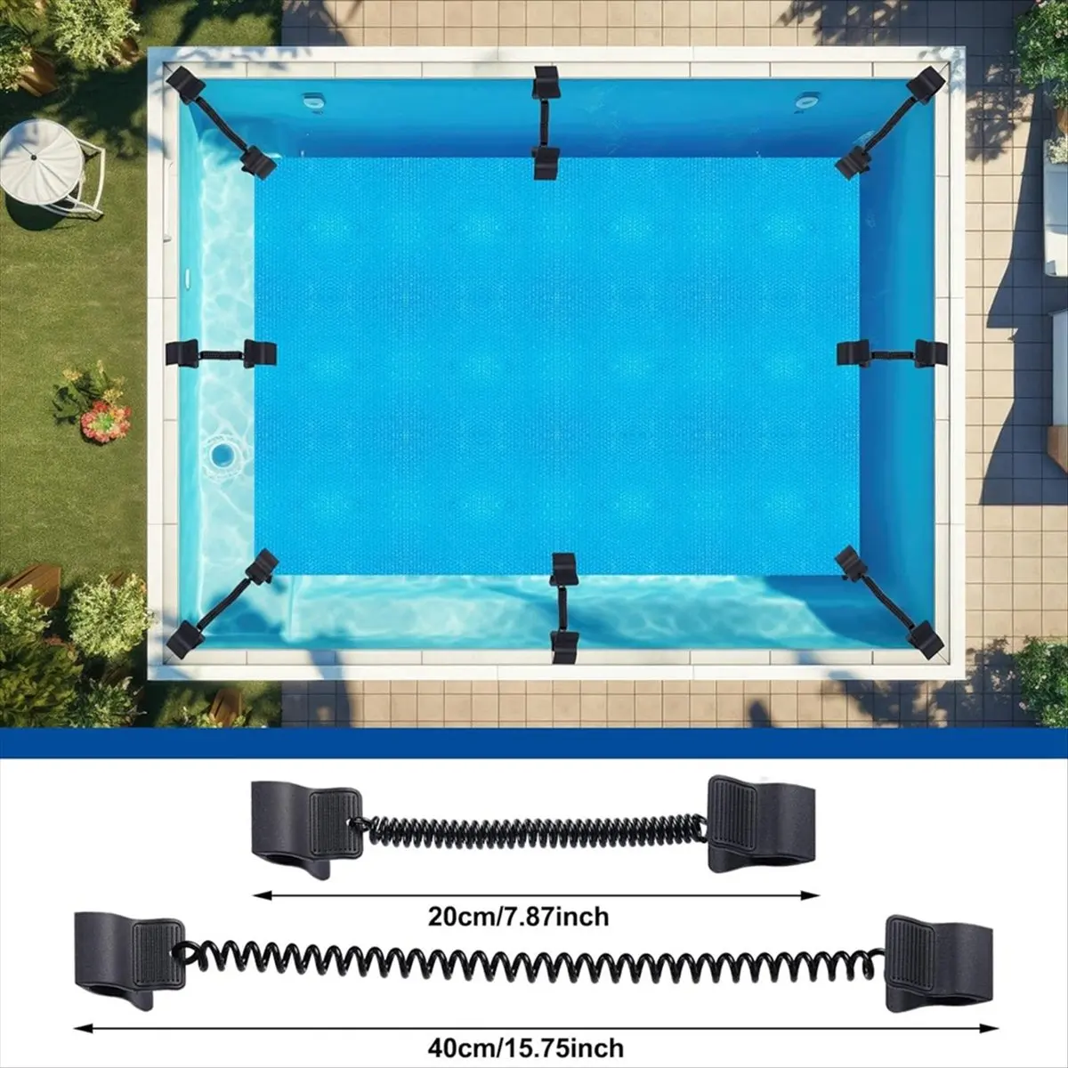 BHBL 12 Pcs Swimming Pool Cover Clips for Above Ground Pools Solar Cover Reel Attachment Kit Wind Guard Swimming Pool Cover