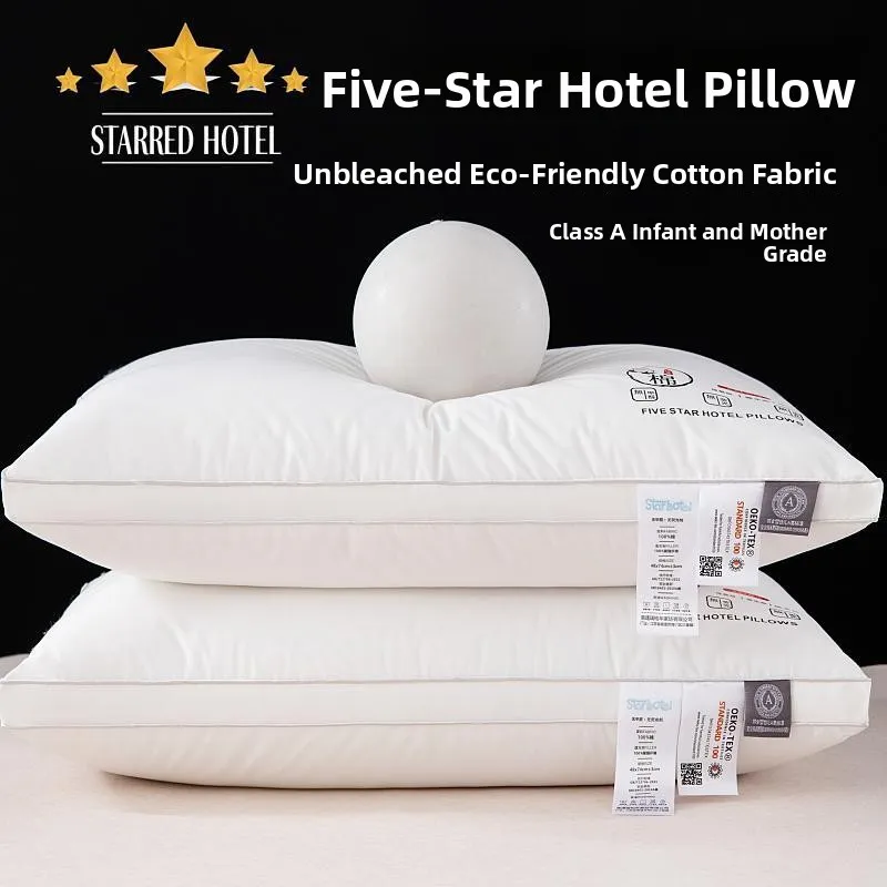 

Подушка A-Class из чистого хлопка для дома и отелей класса люкс, с поддержкой шеи, для взрослых, с наполнителем из пера и пуха, мягкая