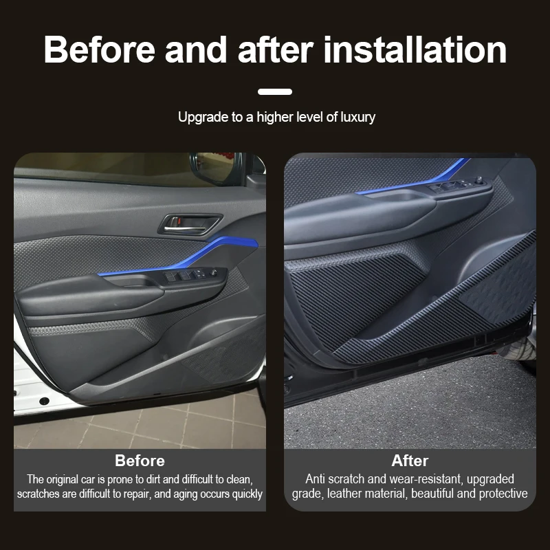 Car Door Anti Kick Stickers Anti-Dirty Protection Decoration Mats For Toyota CHR 2018 2019 2020 2021 2022 2023