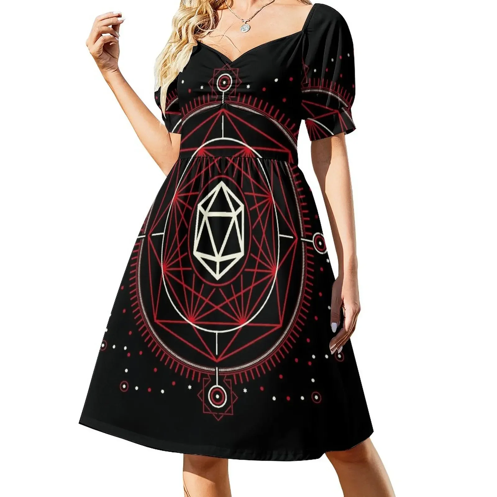 

Polyhedral D20 Dice Tabletop RPG Gaming Short-Sleeved Dress Party dresses for women dresses for women