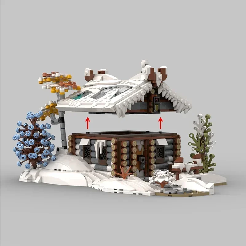 

Moc Building Block Hello Winter Cabin Model Technology Brick DIY Assembly Modular City Street View Toy For Christmas Present