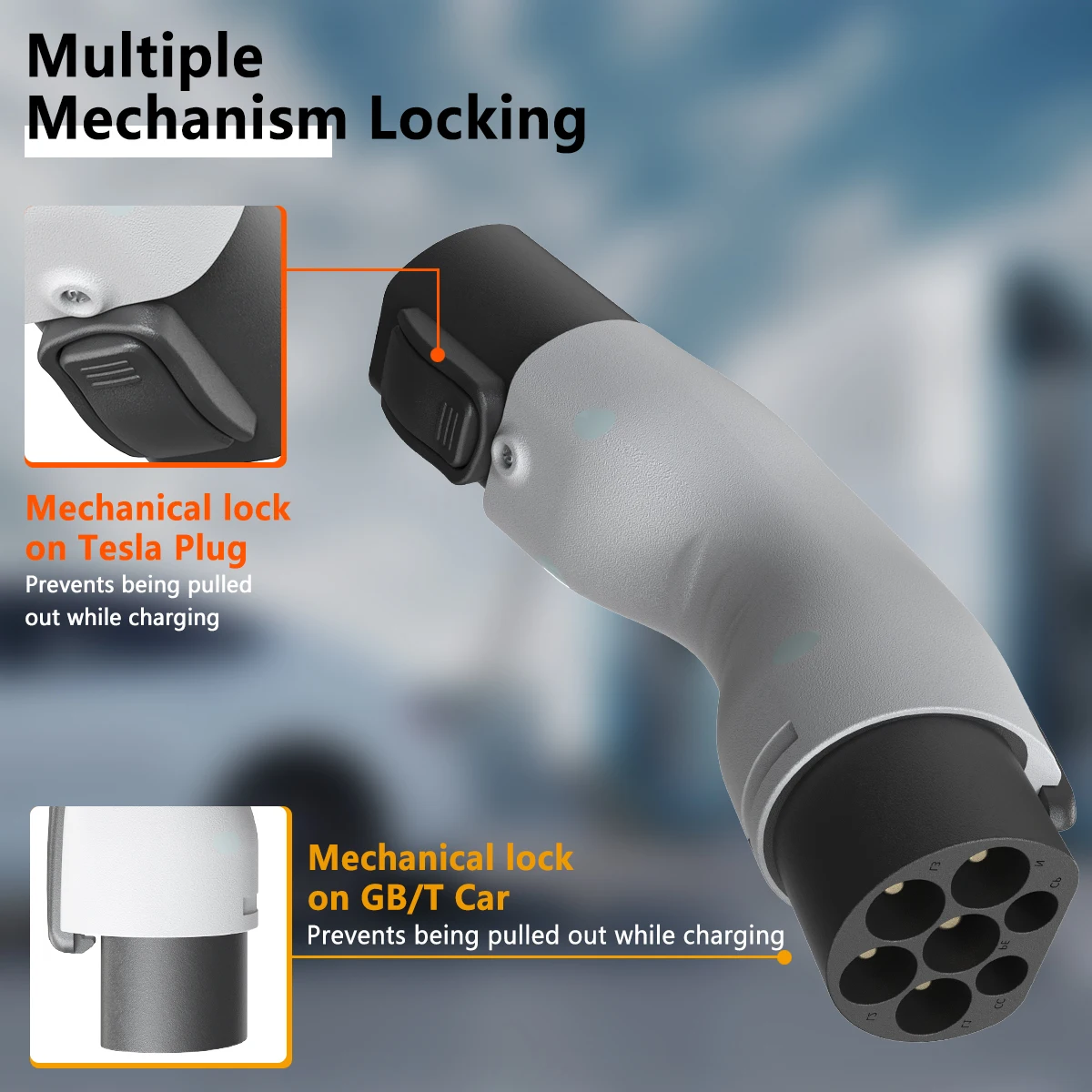 Adaptor EV 32A untuk Tesla ke GBT EVSE, Adaptor Pengisi Daya Kendaraan Listrik 250V, Konektor Pengisian Anti Maling untuk BYD