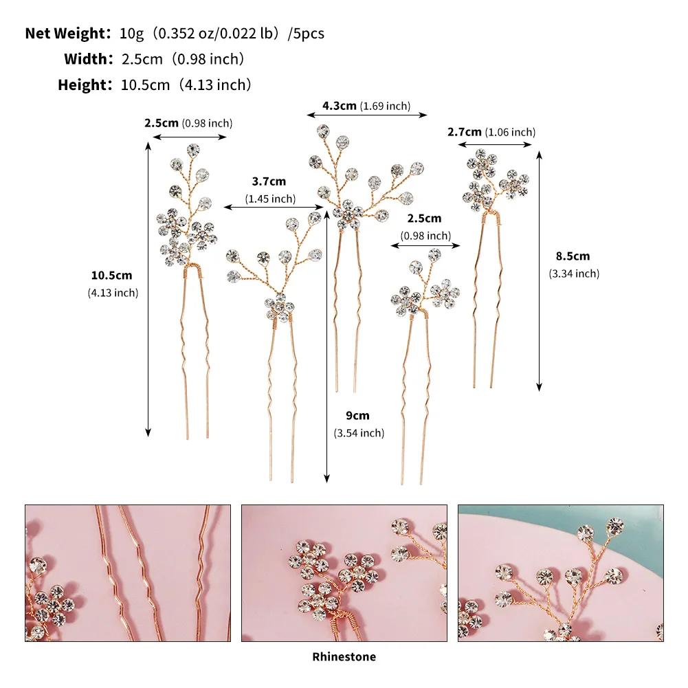 5pc delicado strass flor hairpin headpiece elegante jóias diárias acessórios de cabelo para mulheres moda nupcial grampos de cabelo