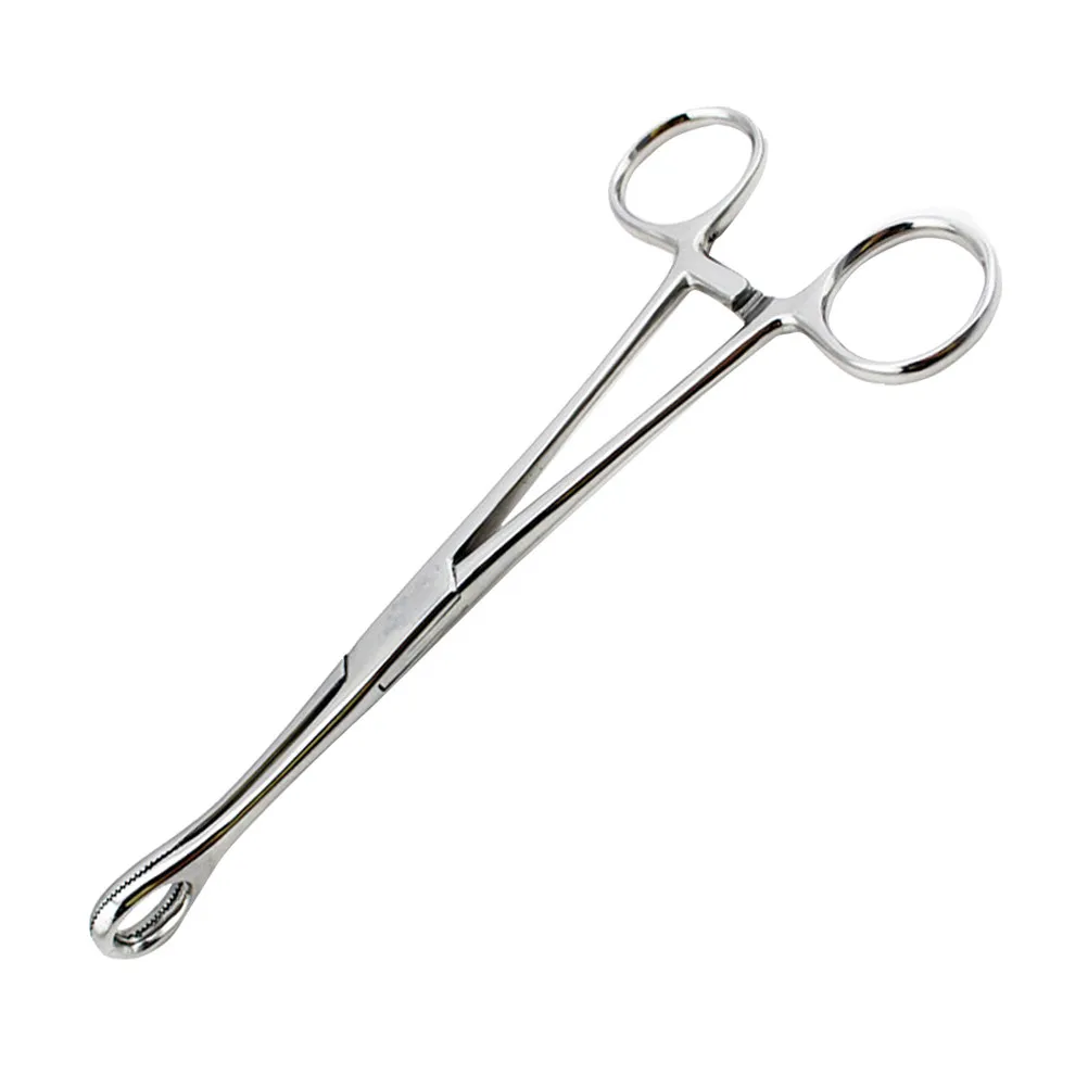 Professional Self Locking Sponge Forceps Stainless Steel Piercing Tool for Lip Ear Cheek Genital Piercing Straight Grip Serrated