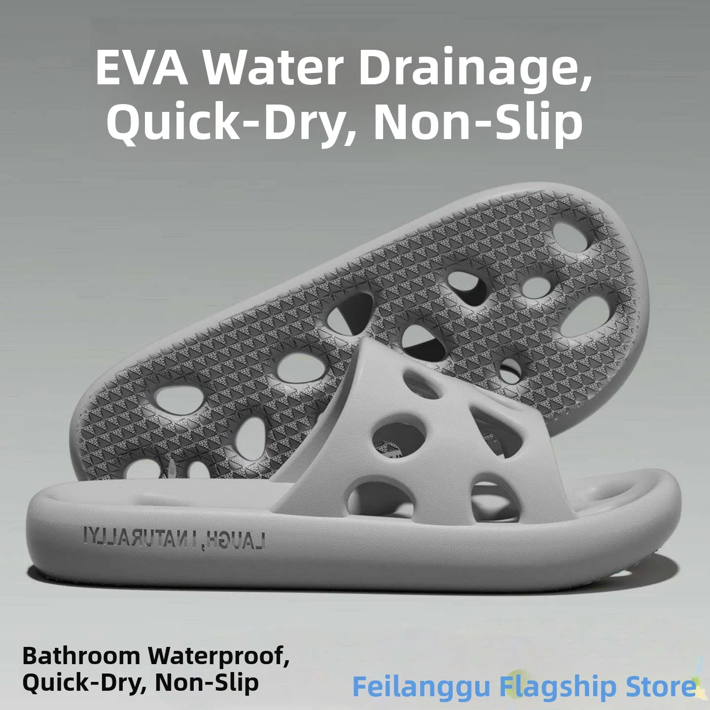 

Bathroom Anti-Slip Bathing Men's Slippers Summer New Leaky Hollow Large Size Cool Slippers Wear-Resistant EVA Shoe Sole