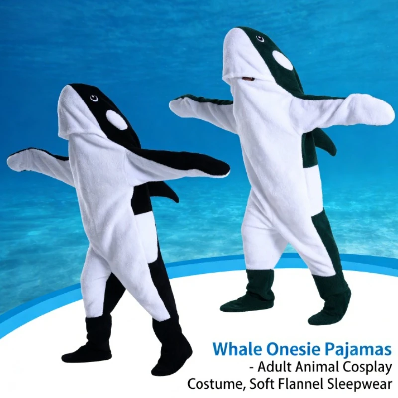 Cartoon Shark Sleeping Bag Animal Onesie Wearable, Cute Dolphin Plush Pajamas for Adults
