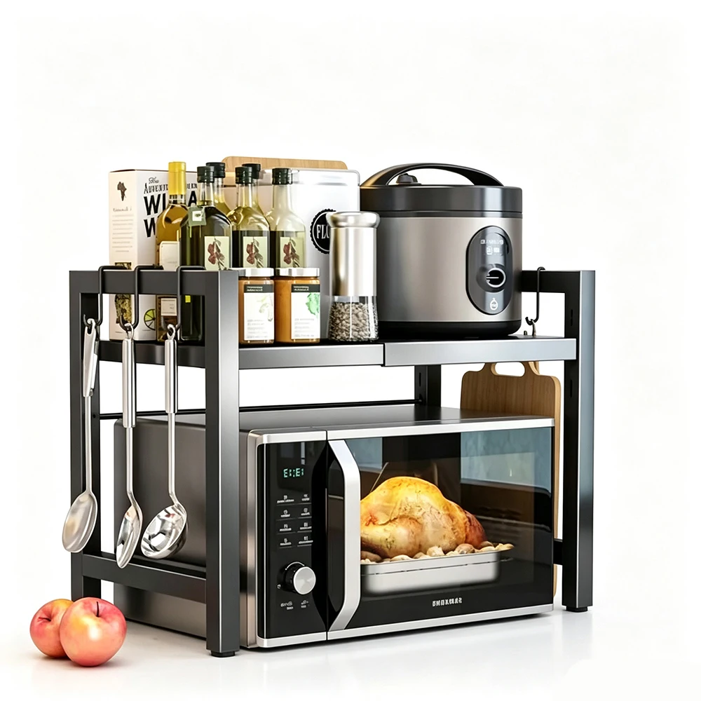 Scaffale per forno a microonde scalabile supporto in metallo staccabile regolabile portaoggetti da cucina scaffali per la casa addensati