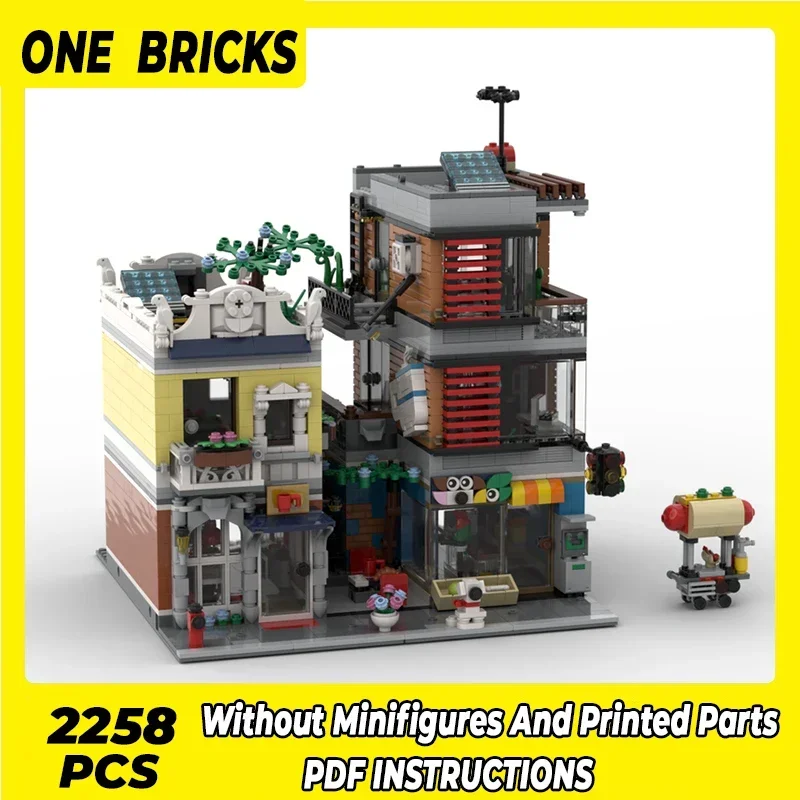 Moc Building Blocks Street View Model Petshop And Cafe Technical Bricks DIY Assembly Construction Toys For Childr Holiday Gifts