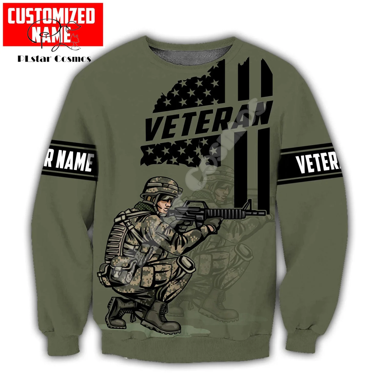 Custom Name Army Military Veteran Soldier Camo Eagle Long Sleeves Tracksuit 3DPrint Pullover Streetwear Casual Jacket Hoodies 10