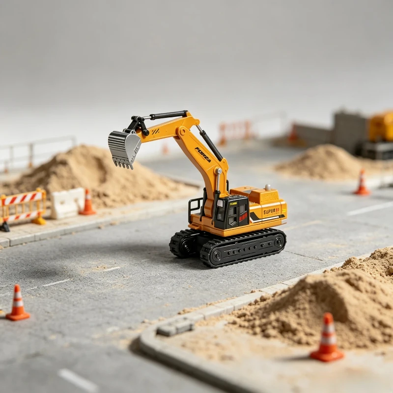 WLtoys 6402 1/64 Tabletop Alloy RC Excavator, 340° Rotatable Turntable, Simulation Sound & Light, Mini Construction Vehicle Rem