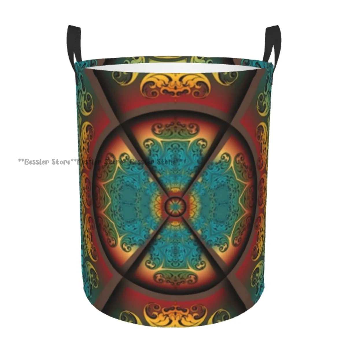 

Складная корзина для белья для грязной одежды, винтажная корзина для хранения с красочным орнаментом