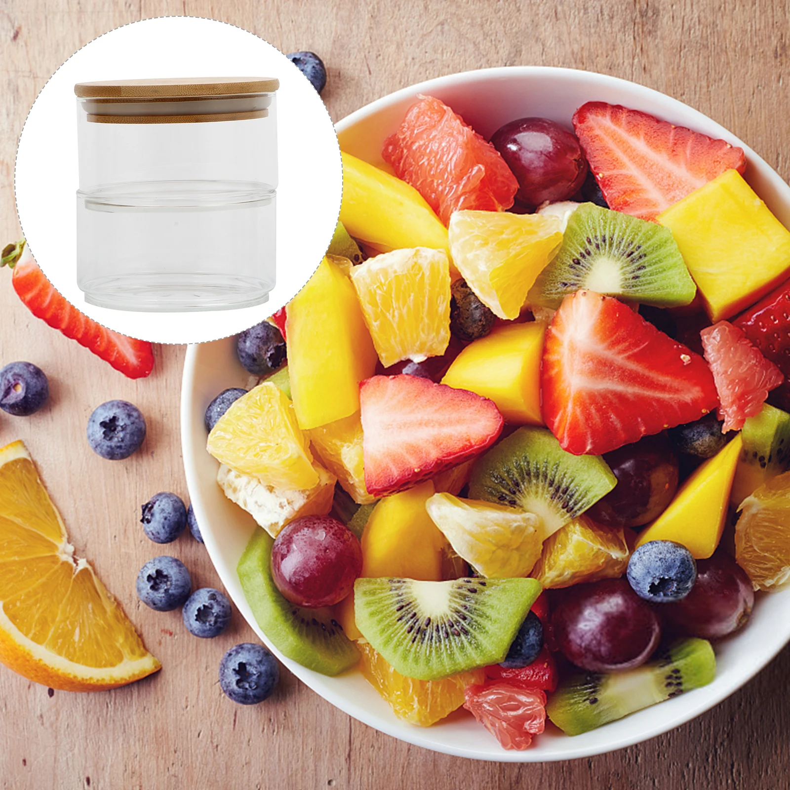 

1pc Fresh-Keeping Bowl Storage Jar Salad Dessert Bowl Glass Food Serving Container Kitchen Utensil Clear Baking Pan