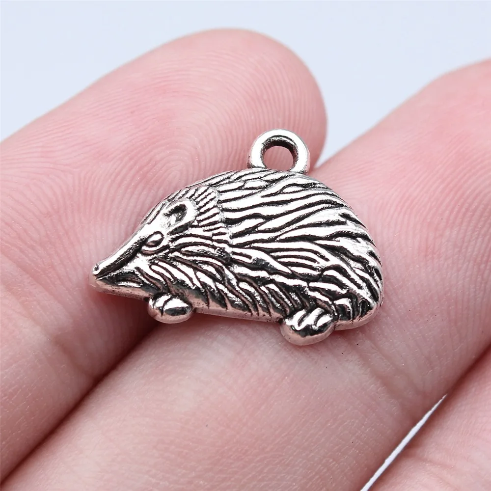 40pcs 15x20mm(0.59x0.79inch) Antique Silver Color Hedgehog Charms Pendants DIY Jewelry Making Accessories