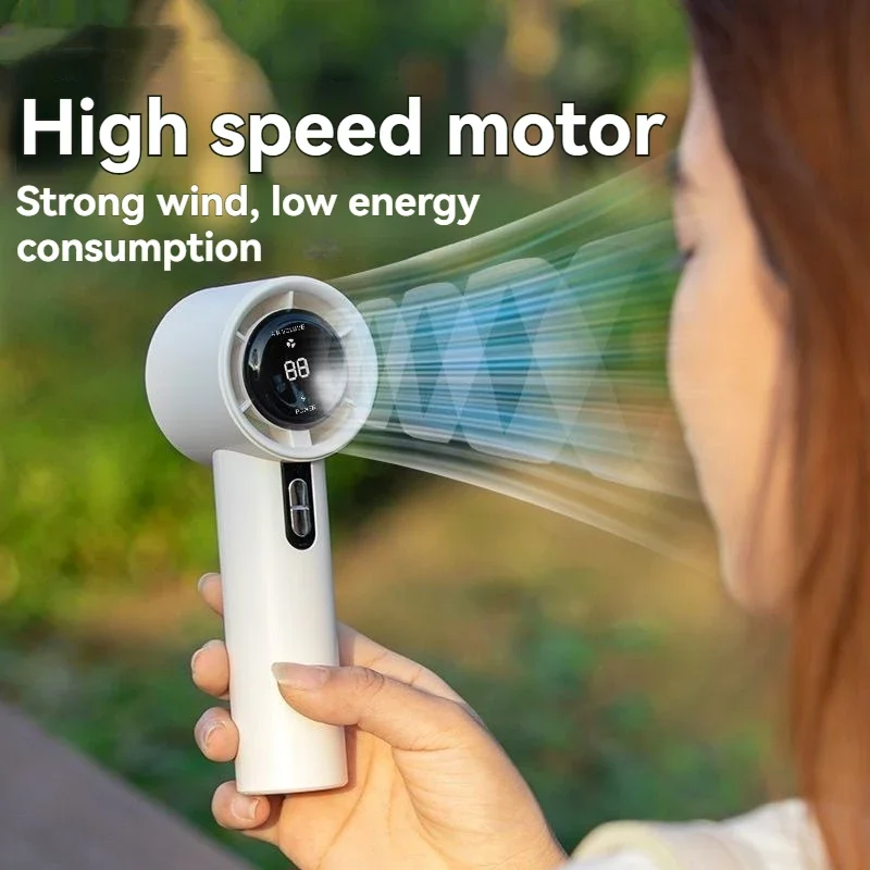 2025 New Handheld High-speed Fan USB Charge Mini Portable 100 Speed Turbo Violent Small Outdoor Powerful Fan 3000mAh Battery
