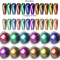 12-Color Glitter Magic Mirror Nail Powder Chameleon Aurora Pigments Multi-Chrome Shift Pigment Iridescent Rainbow Holo Nail Art*