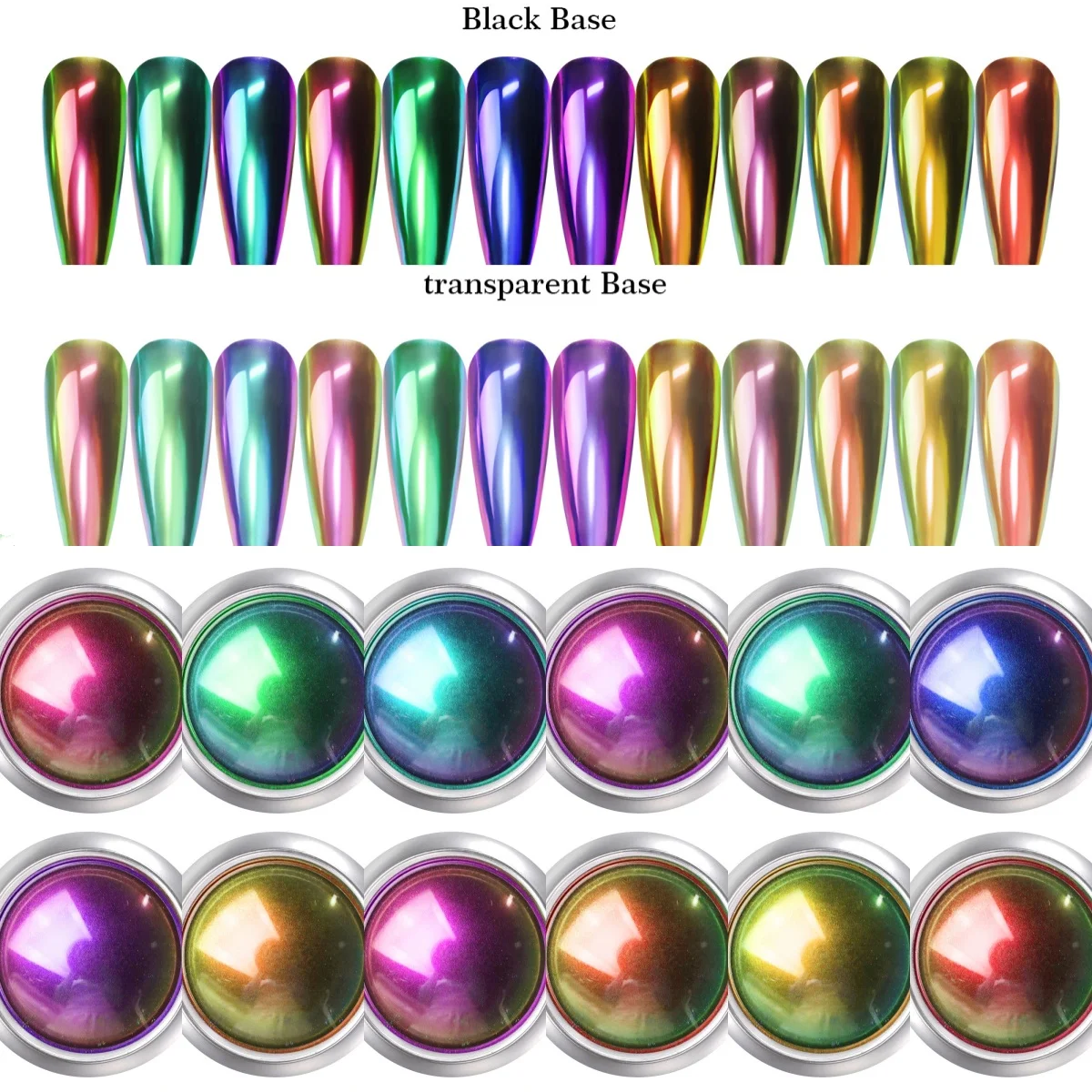 12-Color Glitter Magic Mirror Nail Powder Chameleon Aurora Pigments Multi-Chrome Shift Pigment Iridescent Rainbow Holo Nail Art*