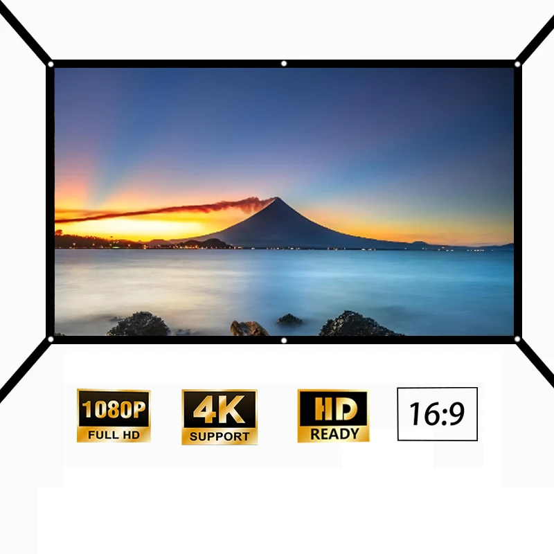 

Складной проекционный экран. 120-дюймовый портативный проекционный экран. Подходит для использования в помещении и на открытом воздухе.