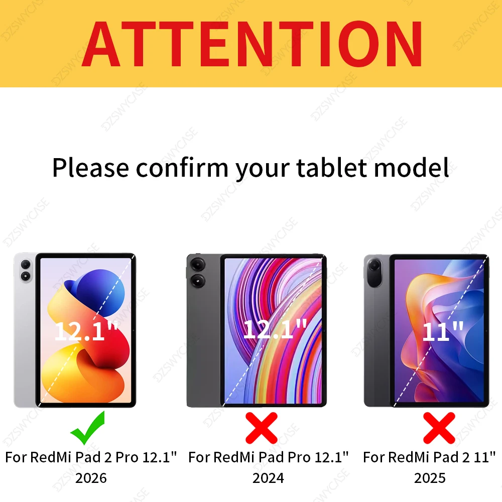 Case For XiaoMi Redmi Pad 2 Pro 12.1 Inch 2026, Clear Transparent Back Shell, Tri-fold Stand Auto Wake/Sleep Acrylic Hard Cover