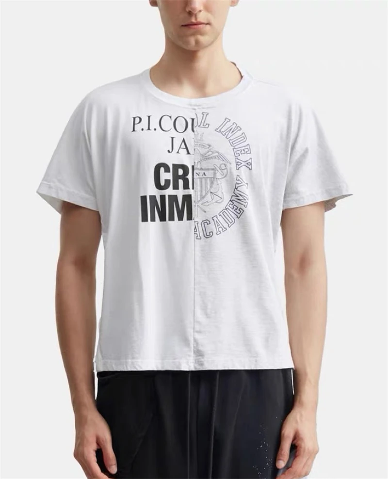 Protocol Summer Pattern Splicing Printed Cotton Street Vintage Versatile Casual Loose Comfortable T-shirt Trendy Short Sleeve