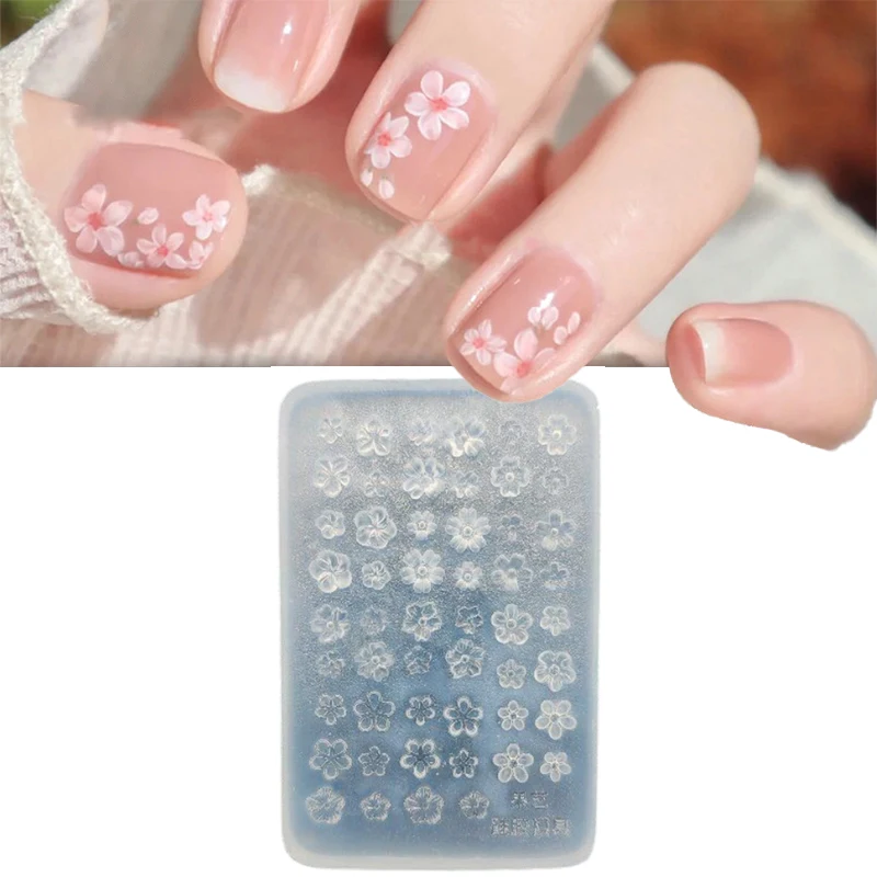 Pcs Silicone Nail Art Mold Flower French Style Five-petaled Flowers 3D Relief Nail Template Nail Art Decorations Manicure Tool view 3