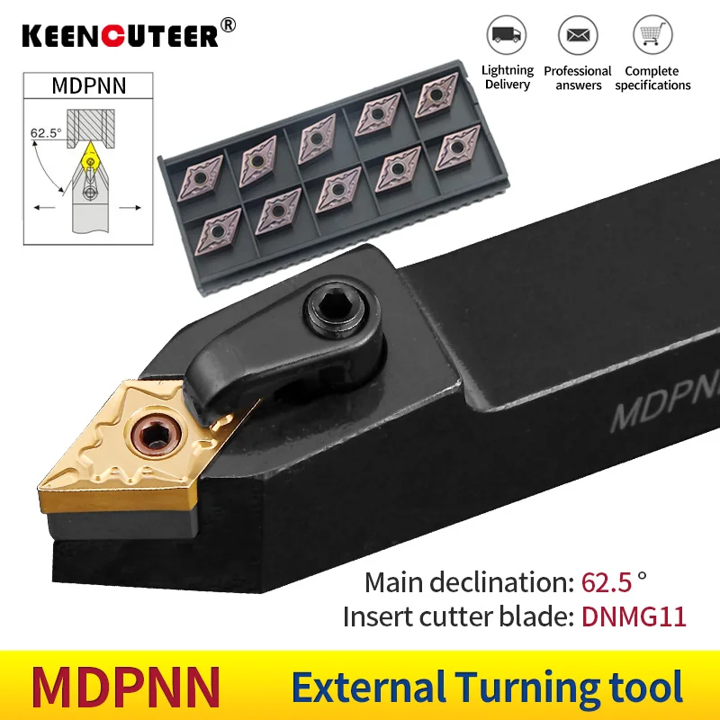 MDPNN2525M11 MDPNN2020K11 MDPNN1616H11 External Turning Tool Holder DNMG Carbide Inserts MDPNN Lathe Cutting Machine Tools Set