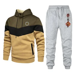 Men's autumn and winter new product 2023 sports set, casual Chinese style, printed jogging pants, formal hoodie and pants