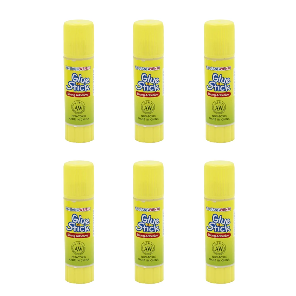 6pcs 9g Solid Adhesive Glue Stick Practical Stationery Supplies for School Office Student (White Glue)