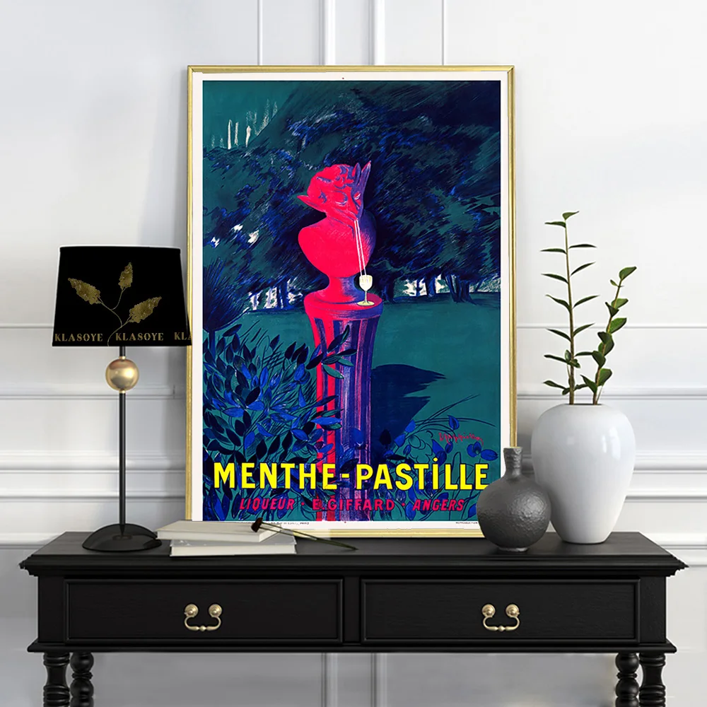 Liqueur Vintage Advertising Poster Demon Statue Art Print Wall Picture Antique Decor Canvas Painting