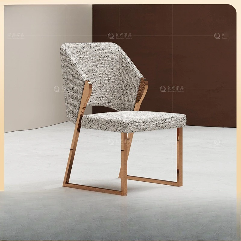 

Customized light luxury dining chair Home high-end Internet celebrity creative hotel back chair Restaurant gray designer fabric