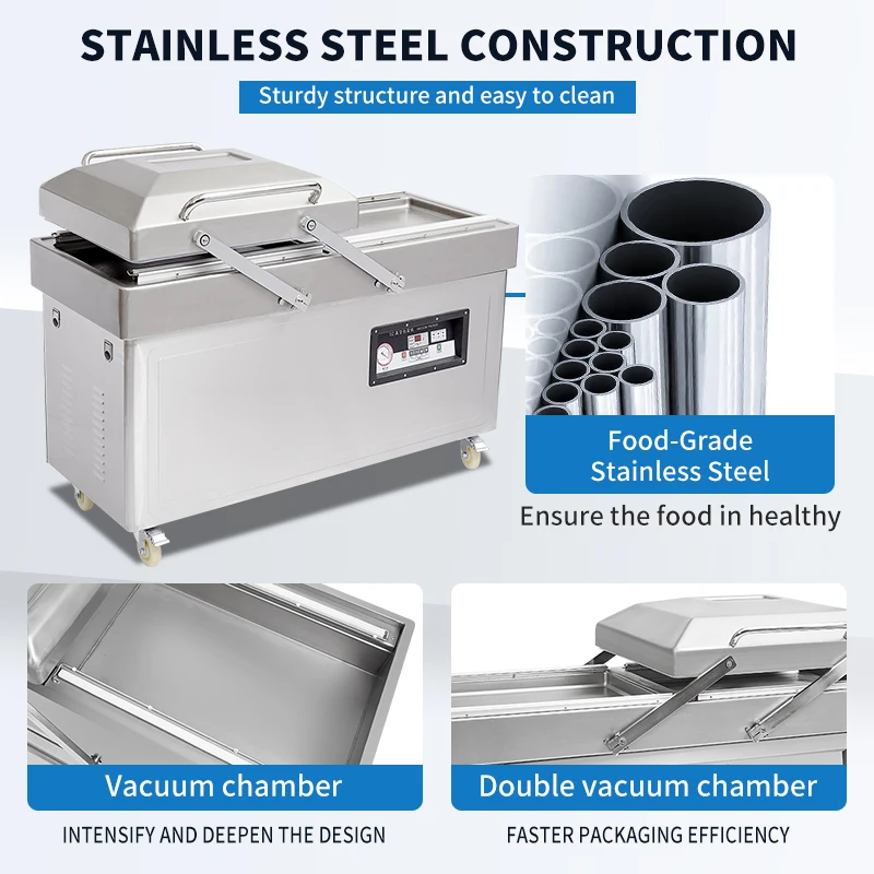 DZ-500 Commercial Vacuum Sealer Double Chamber Manufacture for Pouch Packing of Commodity Double Chamber Vacuum Sealing - view 3
