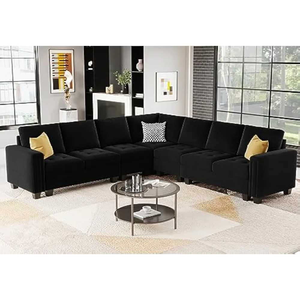

Velvet Sectional L Shape Sofa,with Reversible Chaise for Living Room,Oversized Convertible Sectional Couch