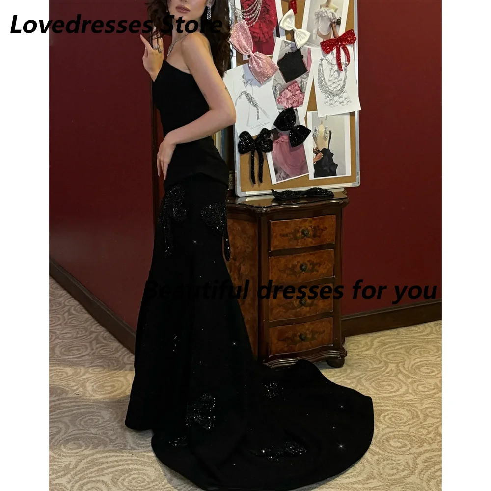 Stunning Strapless Black Prom Dress with Butterfly Beaded Mermaid Sweep Train Cocktail Party Gown Evening Dress Customized - Image 4
