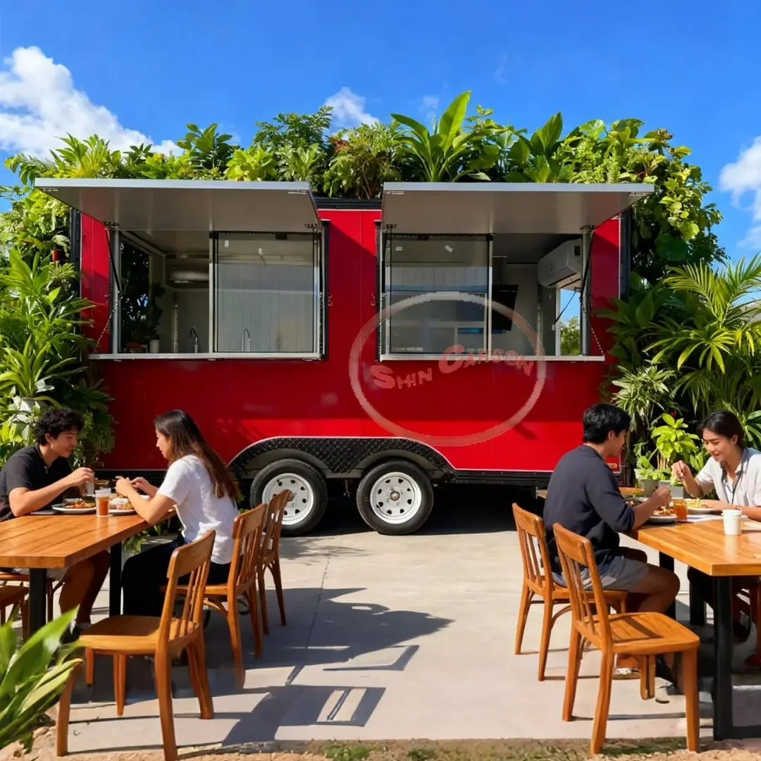 Мобильный прицеп для еды с полным кухонным оборудованием Глобальный экспорт Готовый новый грузовик для еды для бизнеса по общественного питания