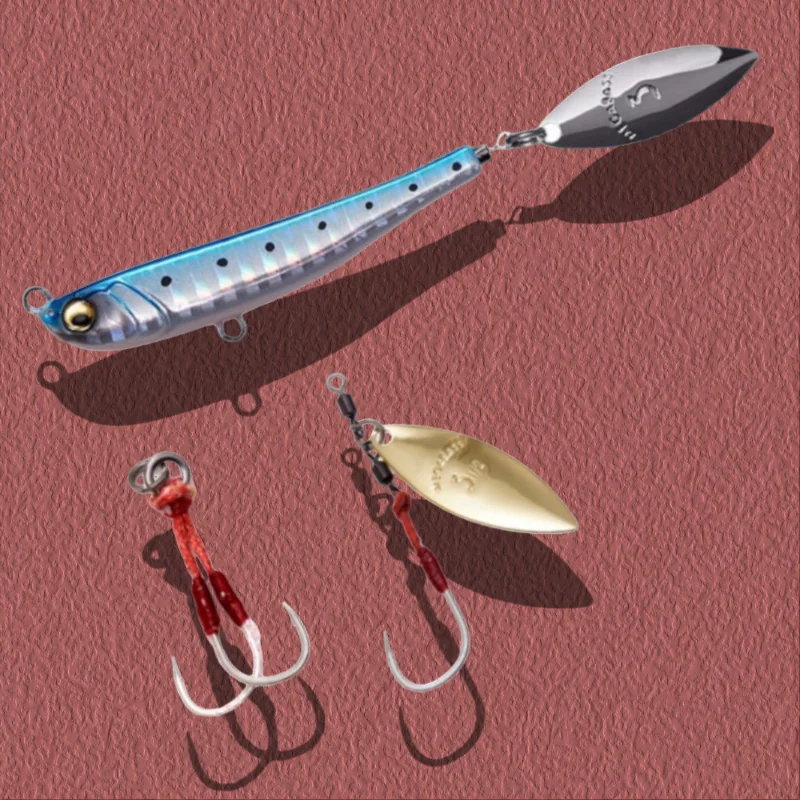 1PCS Makippa 30G 62mm Rotating Metal Blade Jigging Lures Spinner Spoon Jigs Artificial Sinking Baits for Bass Winter Fishing
